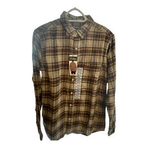 Eddie Bauer Men's Plaid Shirt - Brown and Tan